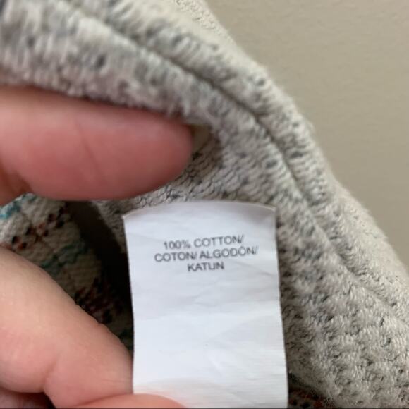 Lucky Brand Striped Terry Pullover Raglan Cream/Red/Blue Sleeve Top - Picture 5 of 9